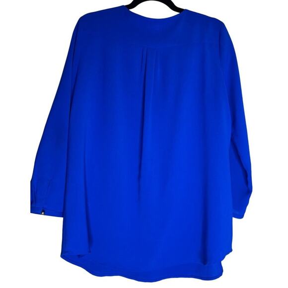 Ellie Kai Women Size 12 Cobalt Blue Tencal Blend v-neck blouse top long sleeve - Picture 2 of 4